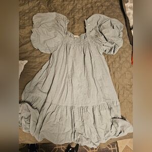 Womens/juniprs Puff Sleeve Dress in Blue Gray